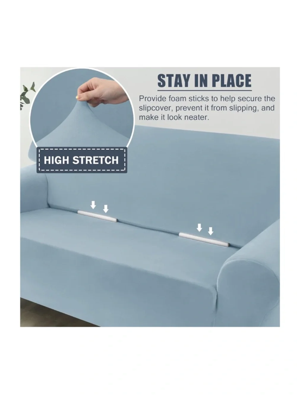 Pet & Kid Friendly VELVETY Soft Sofa Slipcover-LIGHT BLUE